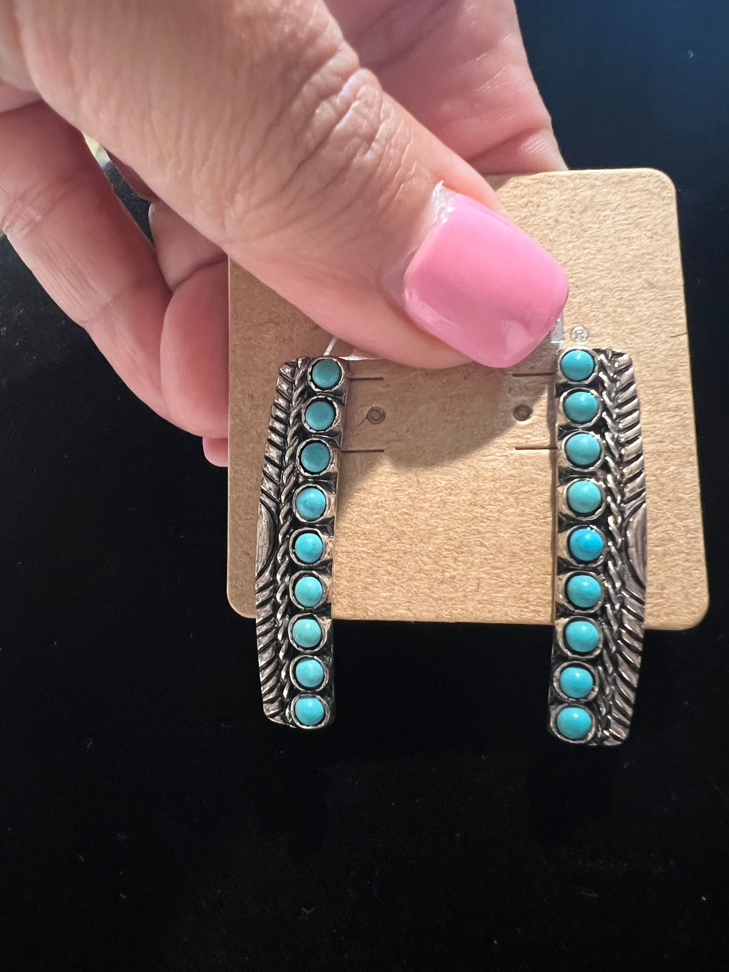 Native Style silver and turquoise earrings