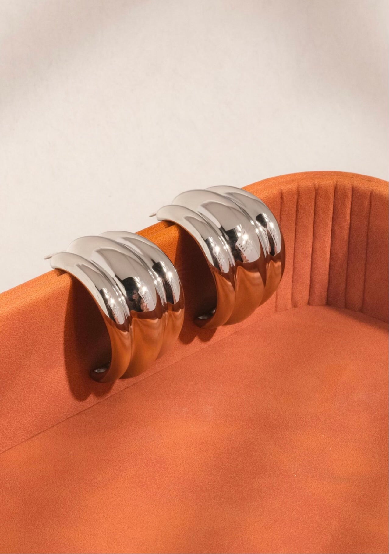 The Silver Triple Dome Hoop Earrings “Crowned in Grace”