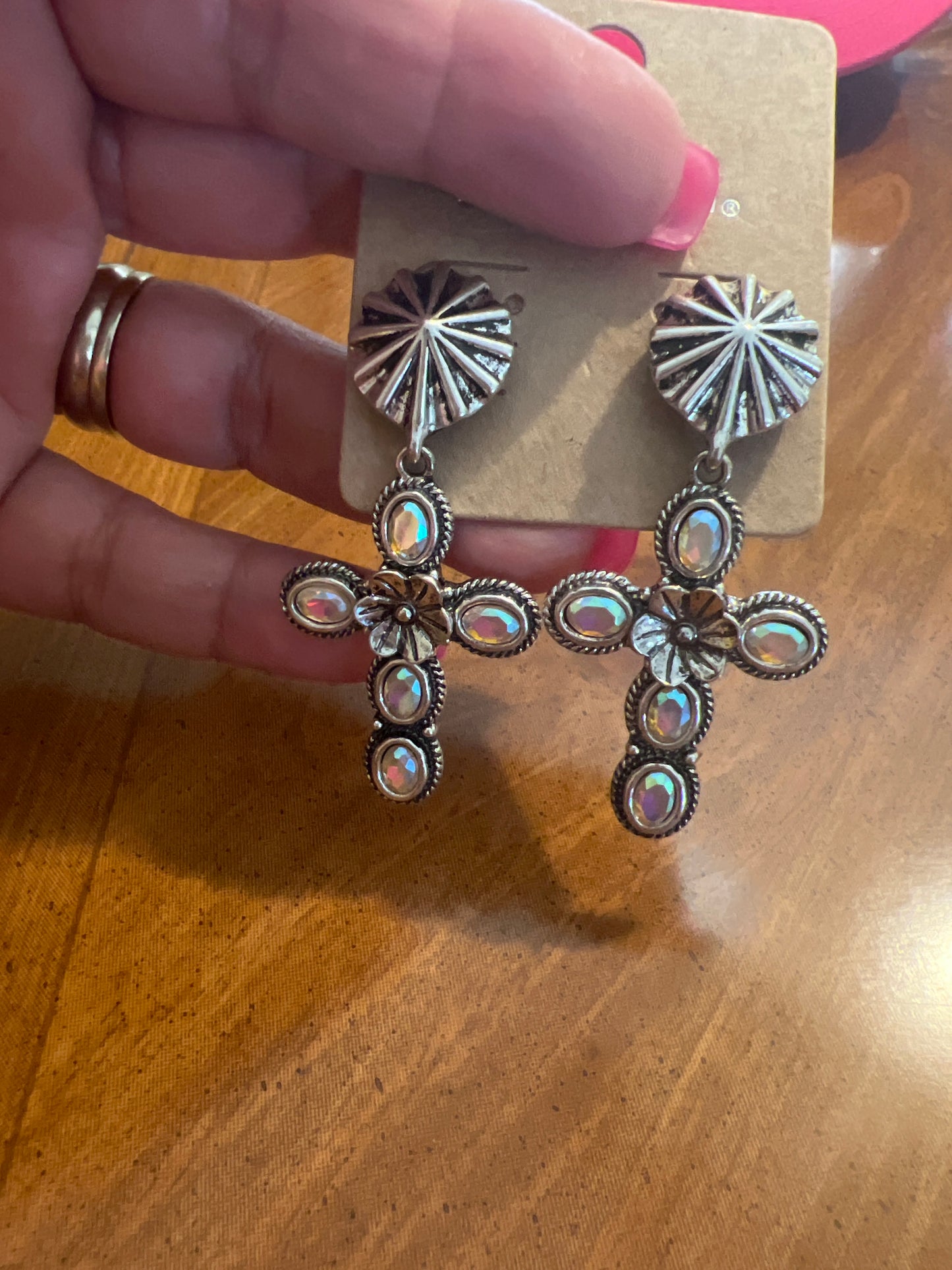 Multi colored Cross earrings