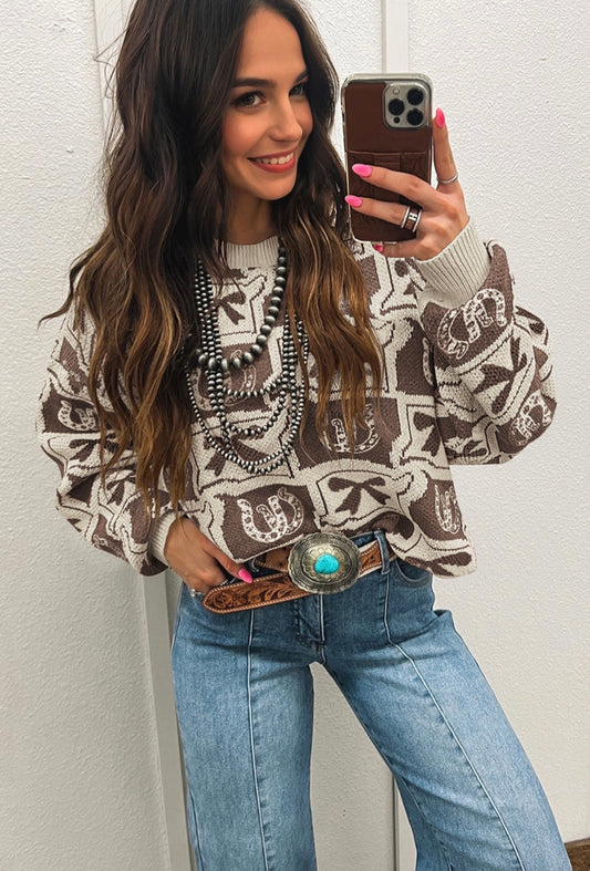 A Western Fashion Print Beauty Sweater