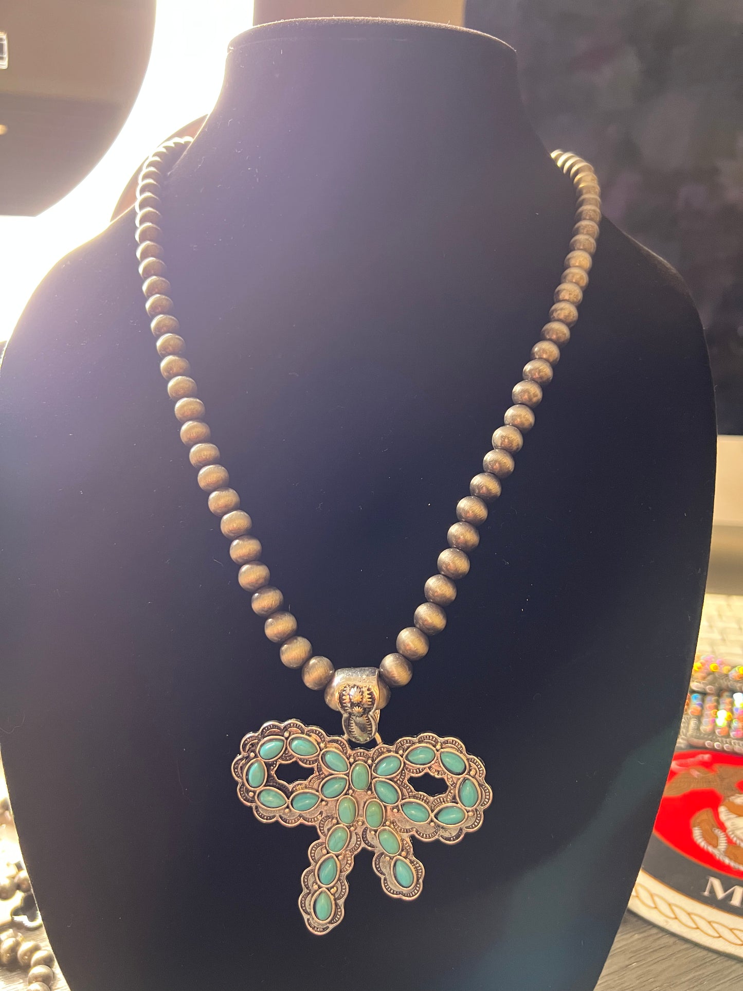TURQUOISE BOW NECKLACE