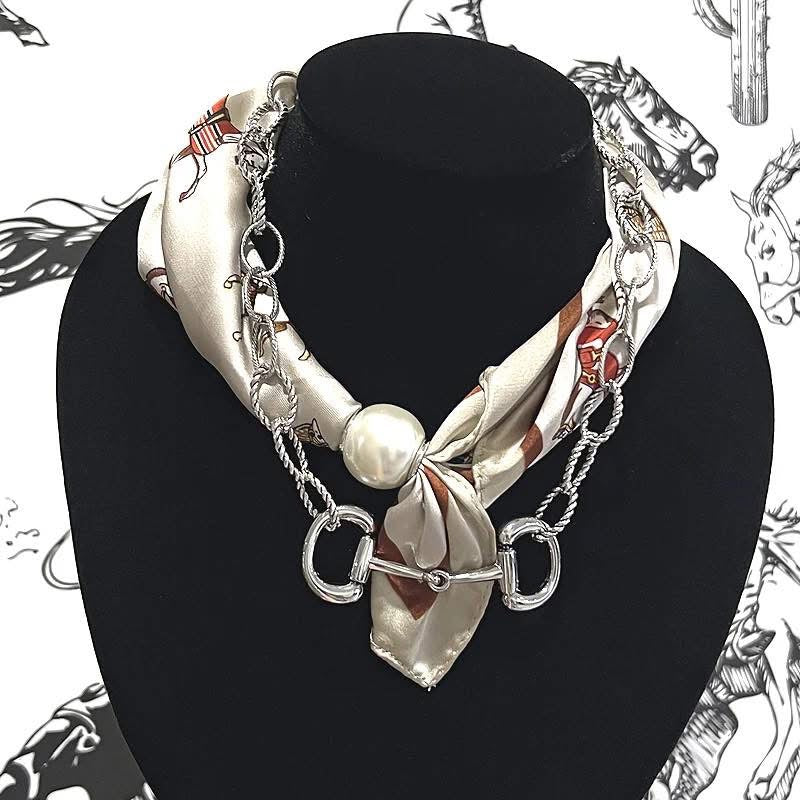 Beautiful scarf with your Bit Silver necklace set.