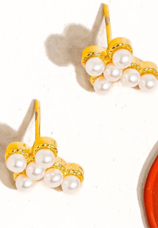 The Charlotte Rou Dainty Pearl Cross Earrings