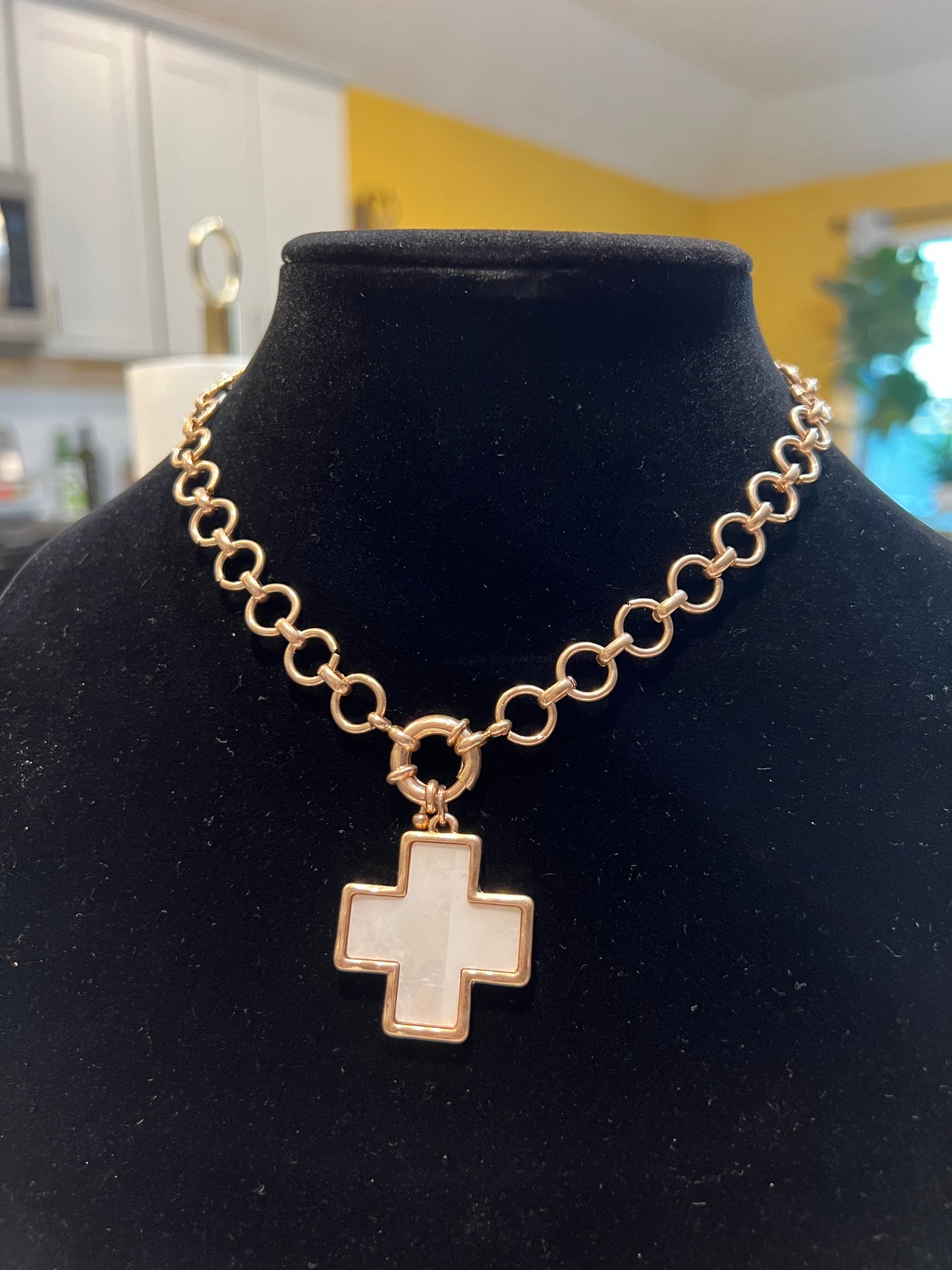 Stunning Gold Necklace with its Stunning double sided cross.