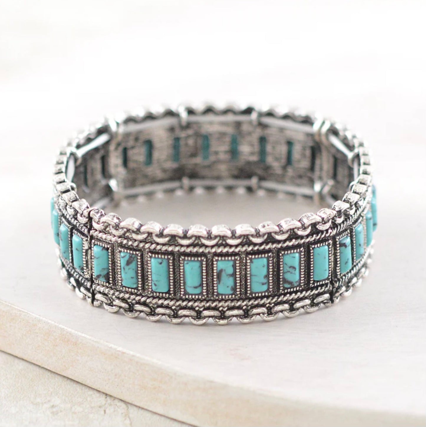 Western Turquoise Stretch Bangle Bracelet