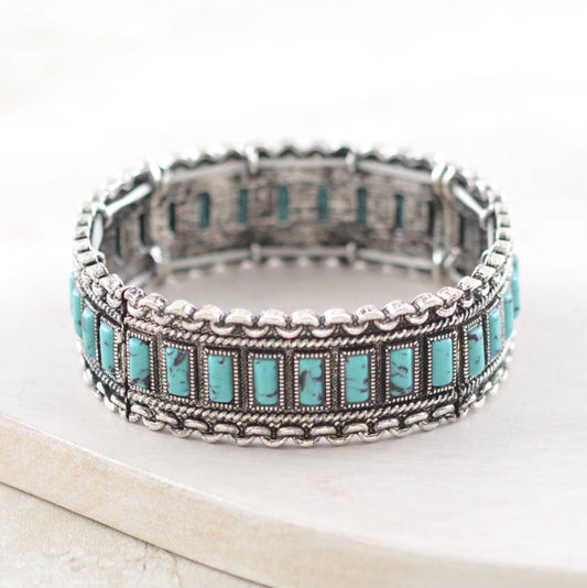 Western Turquoise Stretch Bangle Bracelet