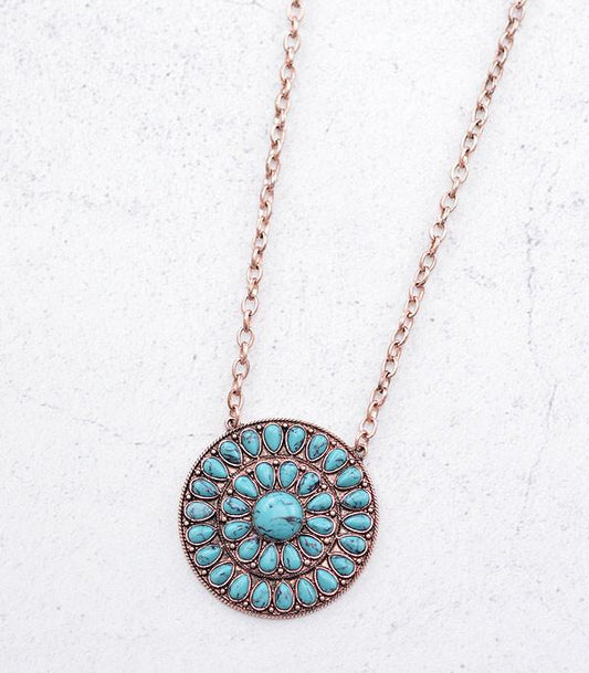 Western Concho Pendant Necklace