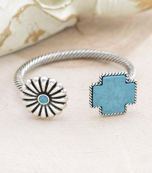 Western Turquoise Cross Cuff Bracelet