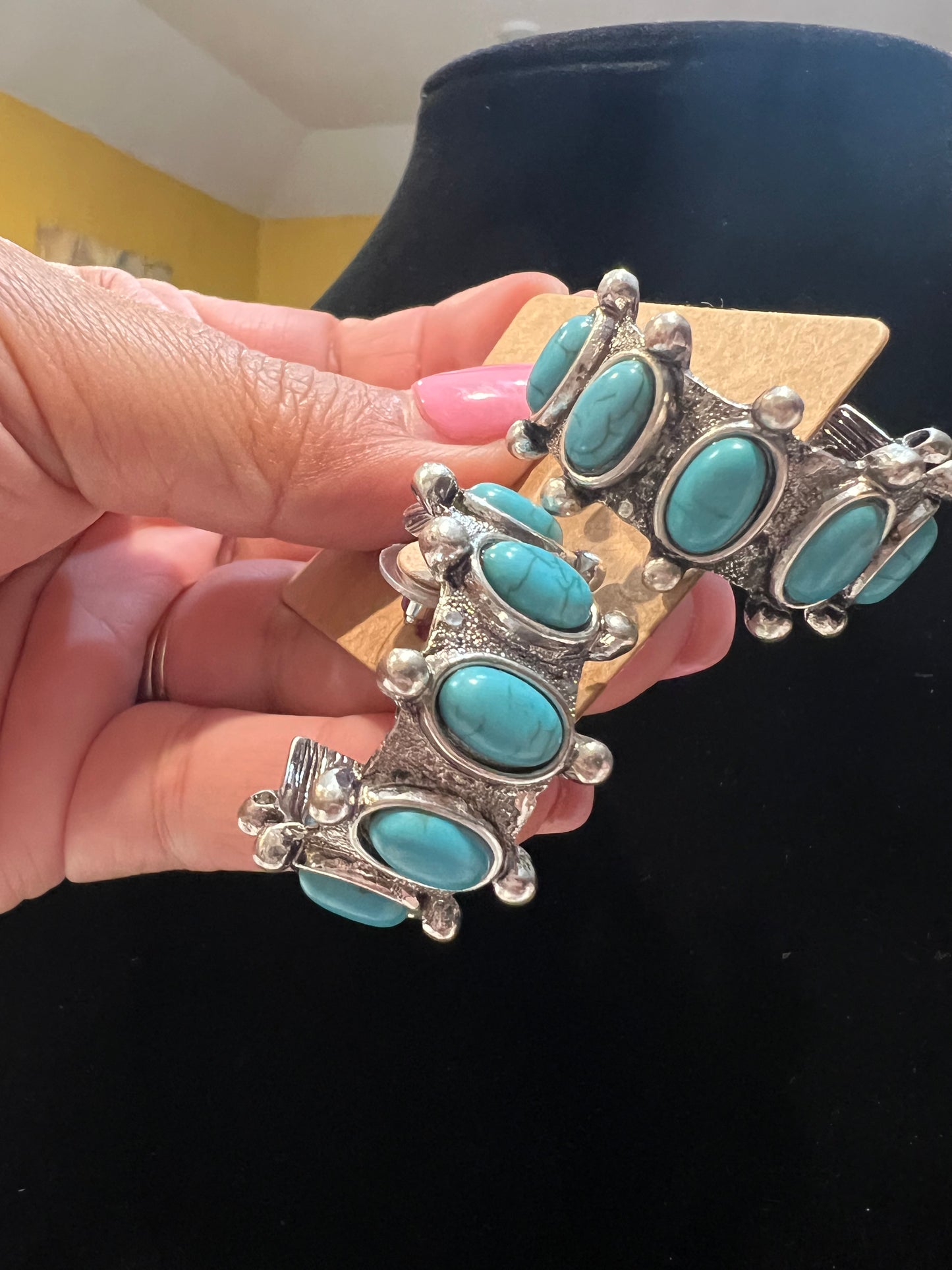 Stunning silver and turquoise loop earrings