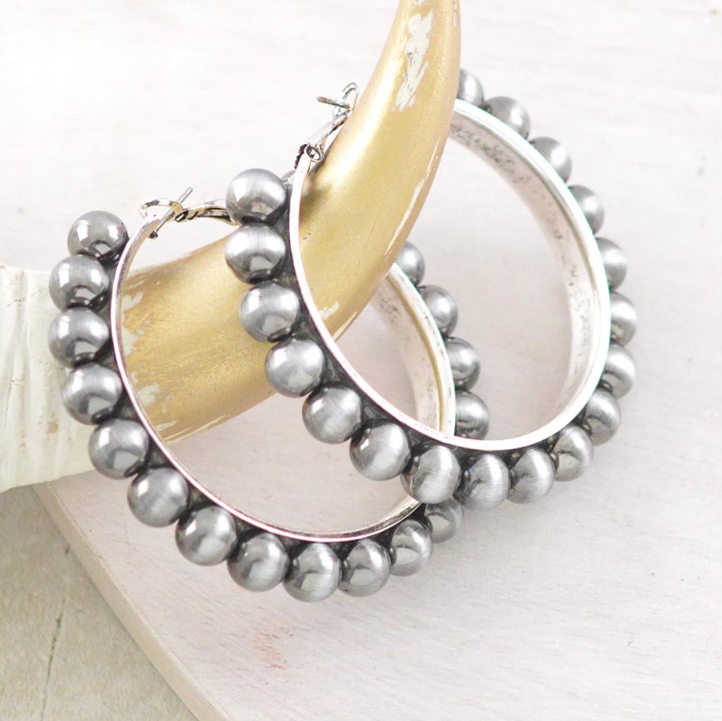 Western Navajo Pearl Hoop Earrings