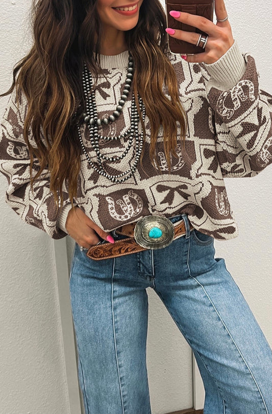 A Western Fashion Print Beauty Sweater
