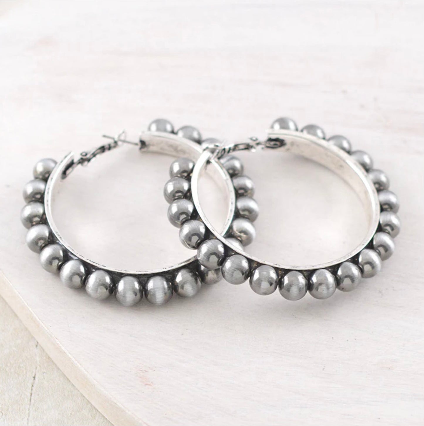 Western Navajo Pearl Hoop Earrings