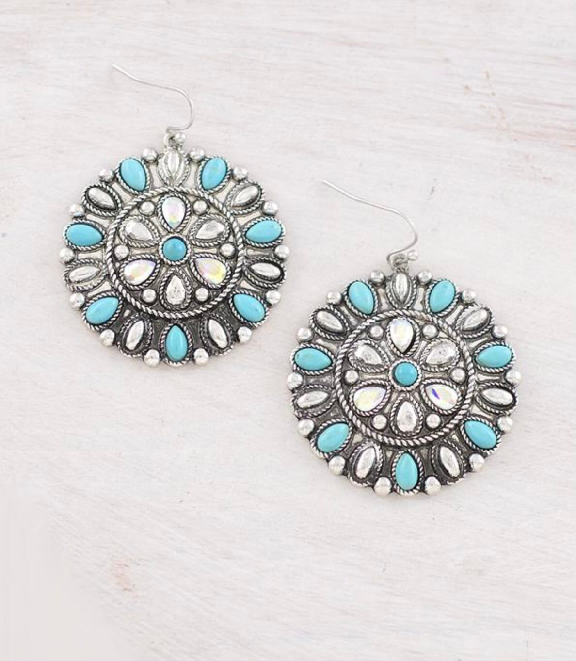 Western Turquoise Concho Earrings