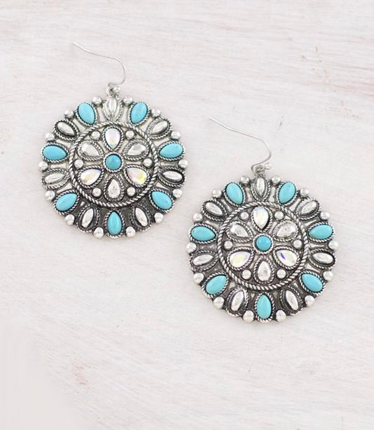 Western Turquoise Concho Earrings