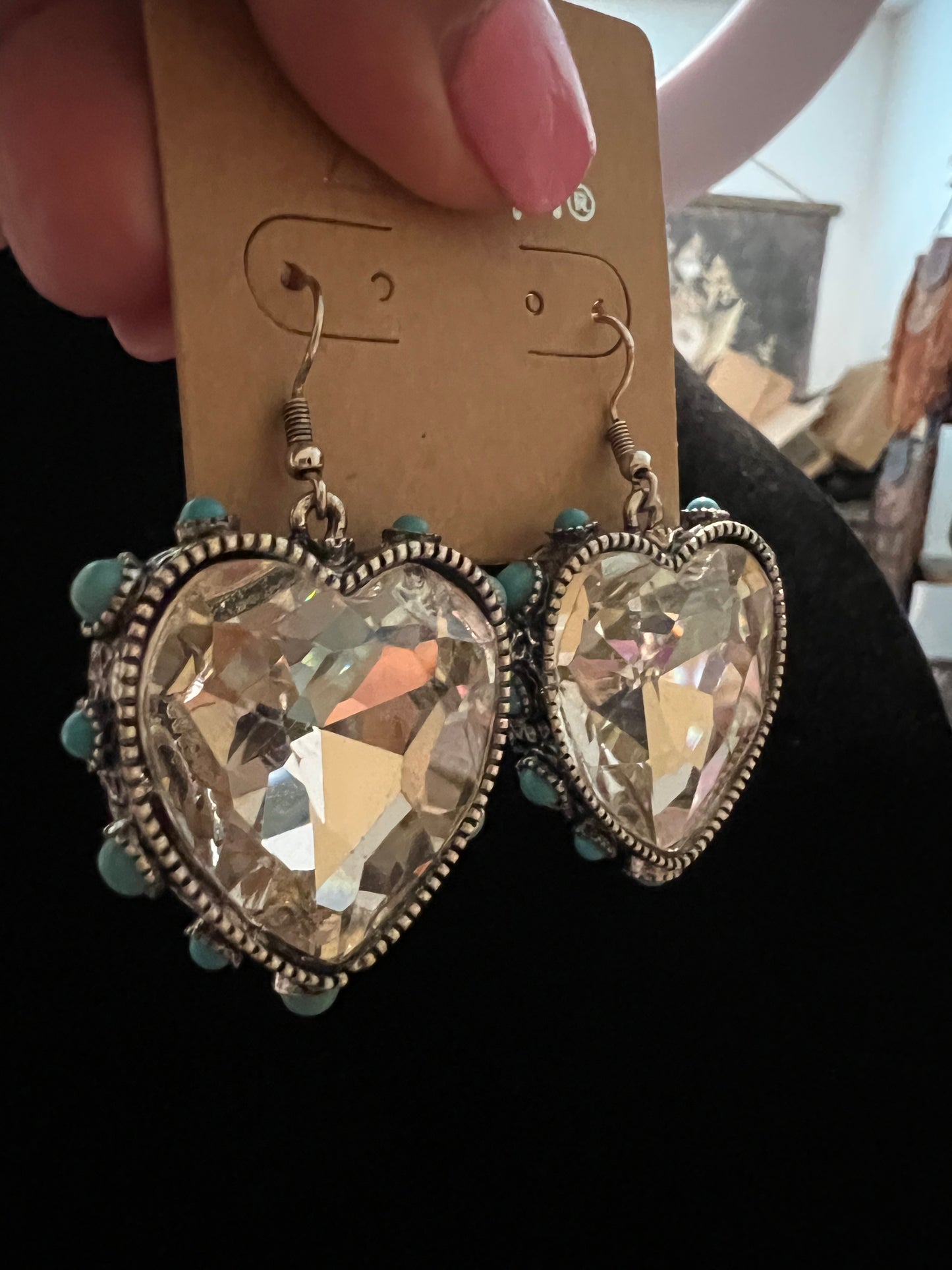 Stunning Clear Heart stone earrings