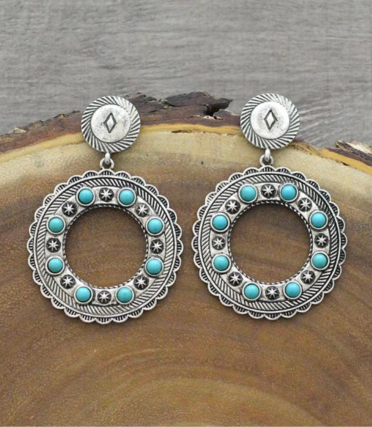 Western Concho Hoop Earrings