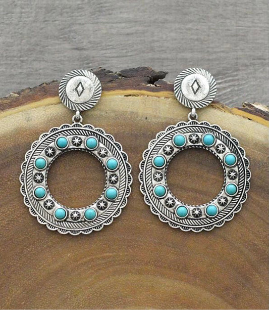 Western Concho Hoop Earrings
