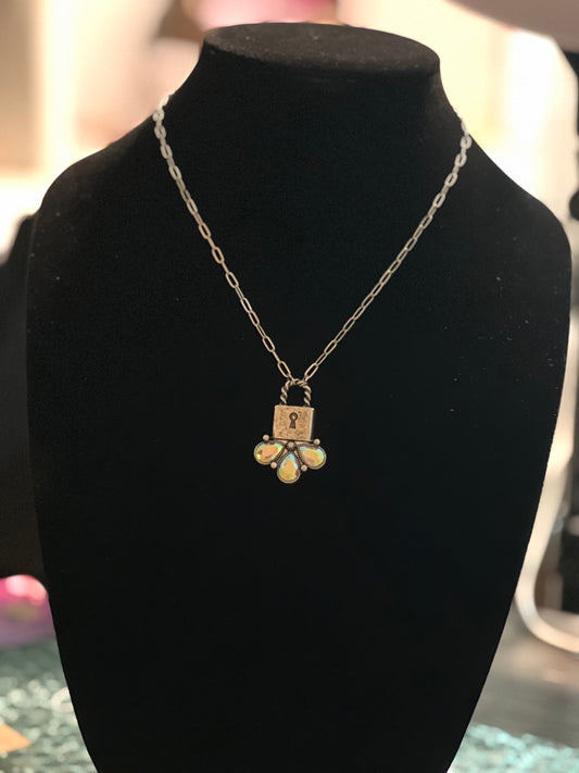 Silver Necklace with AB Stone locket