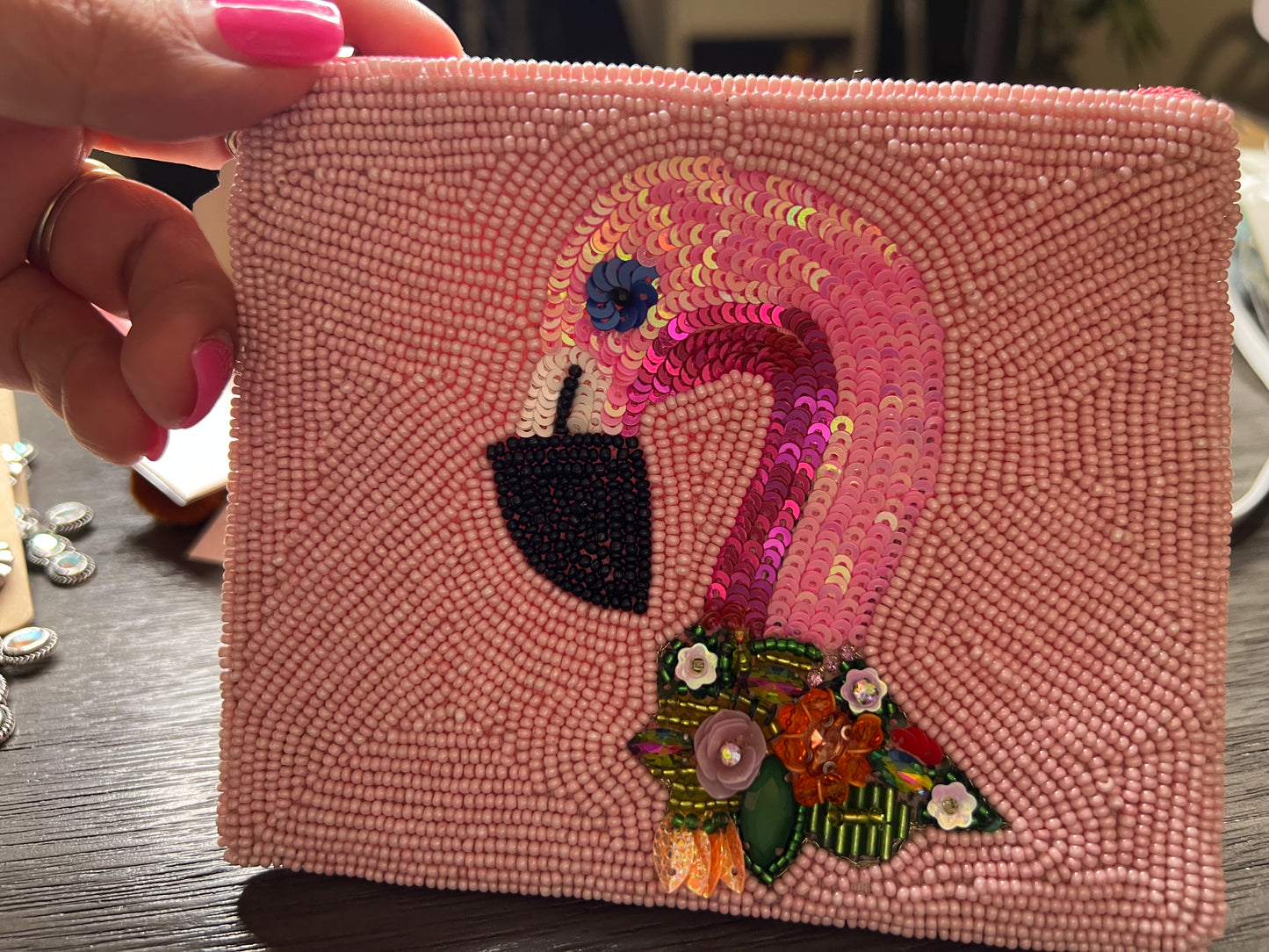 PINK FLAMINGO COIN PURSE