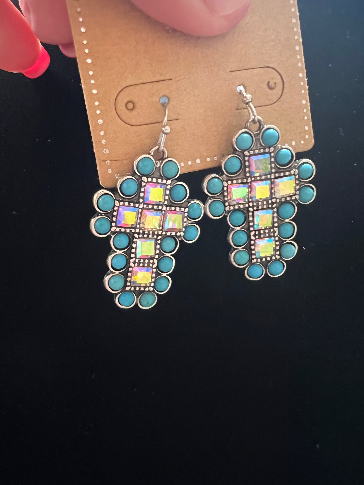 Sweet Aerodecent and turquoise cross earrings