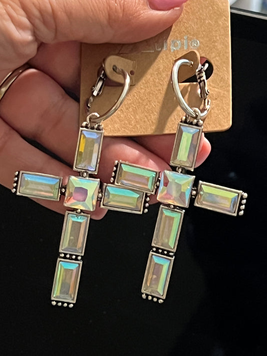 Stunning AB Cross earrings