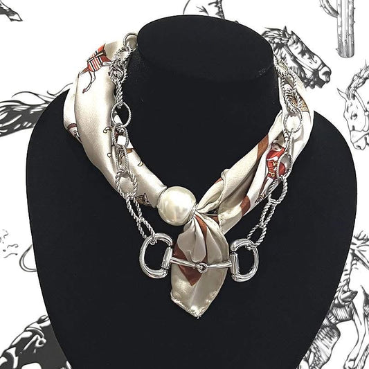 Beautiful scarf with your Bit Silver necklace set.