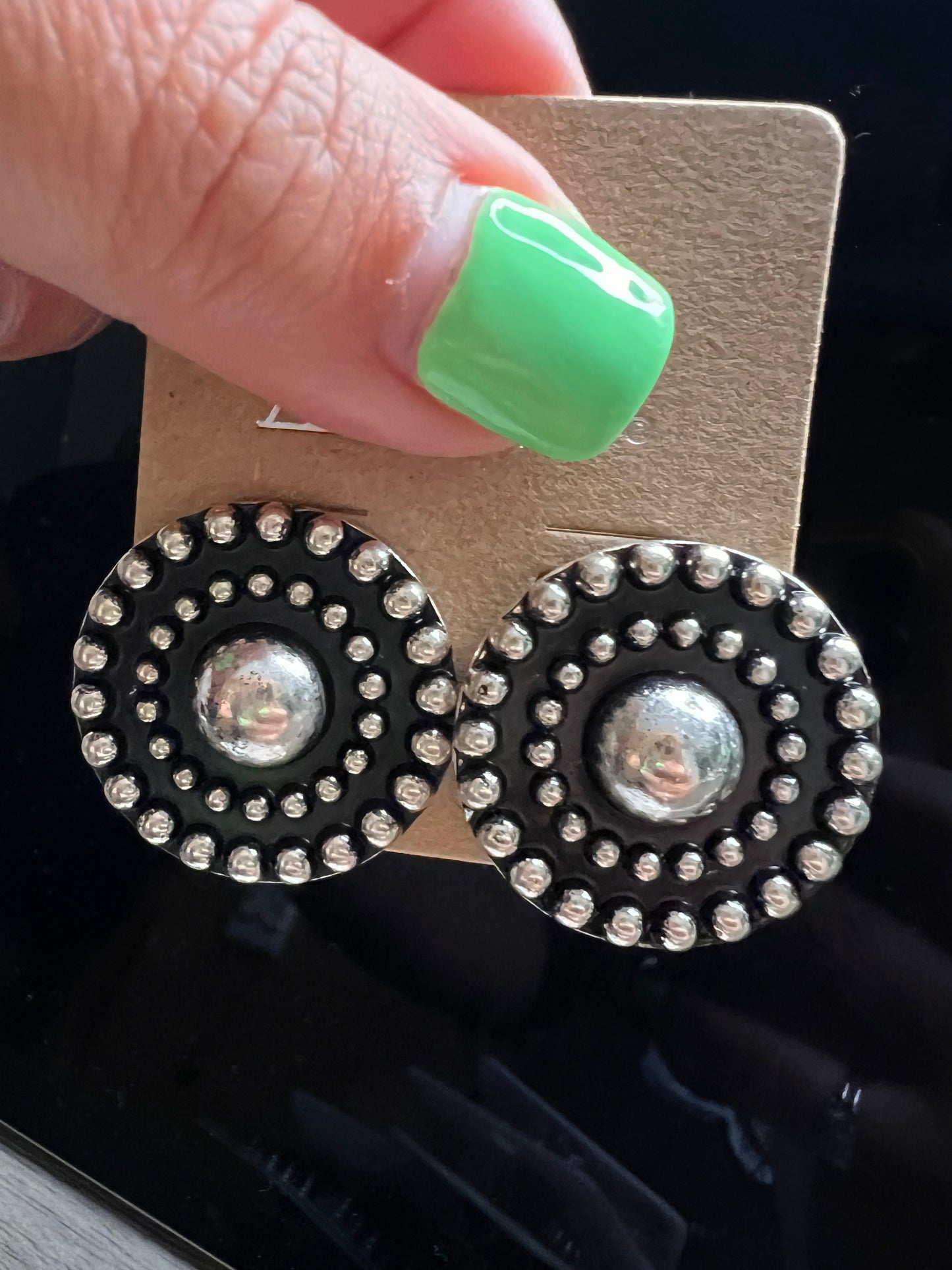 Large Silver Stud Earrings