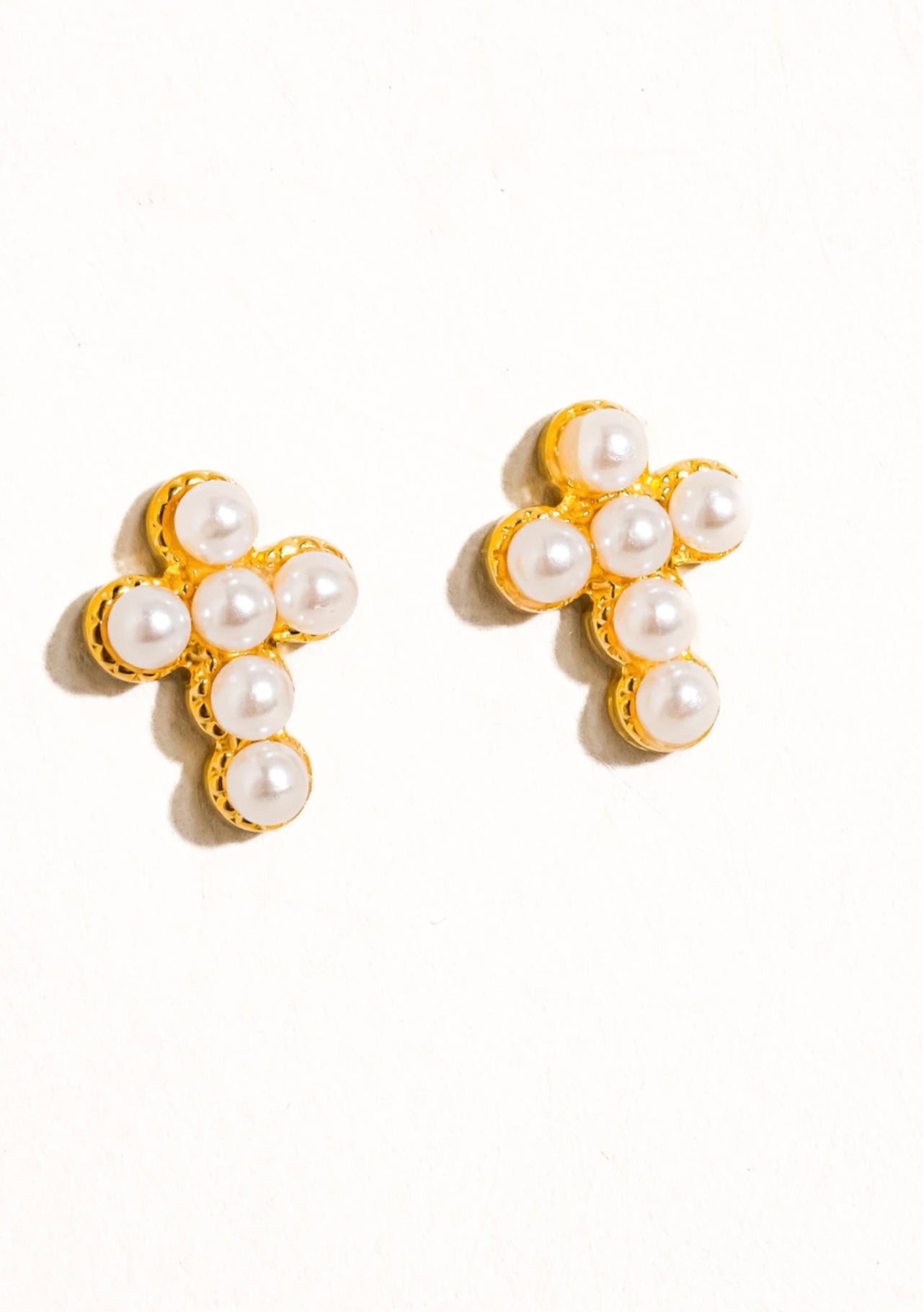 The Charlotte Rou Dainty Pearl Cross Earrings