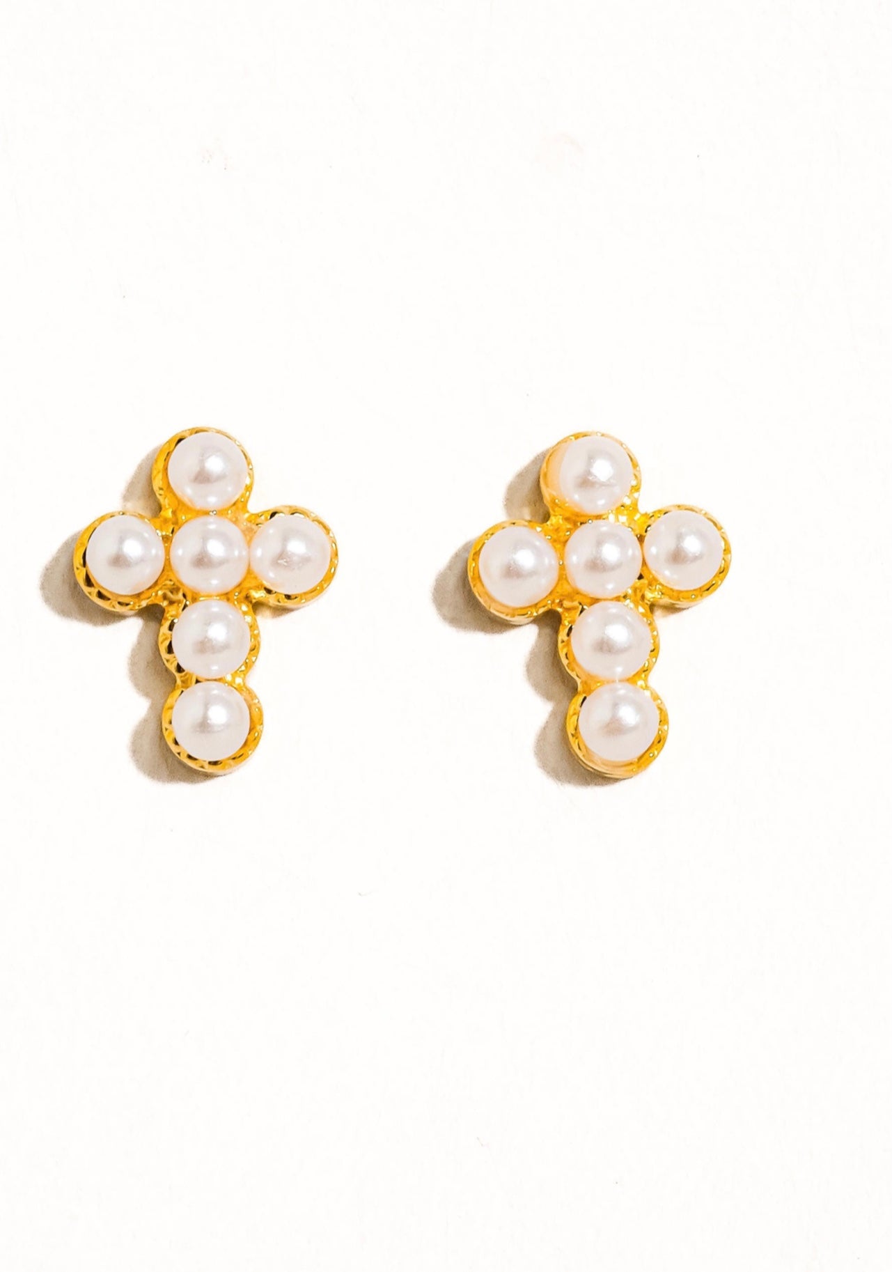 The Charlotte Rou Dainty Pearl Cross Earrings
