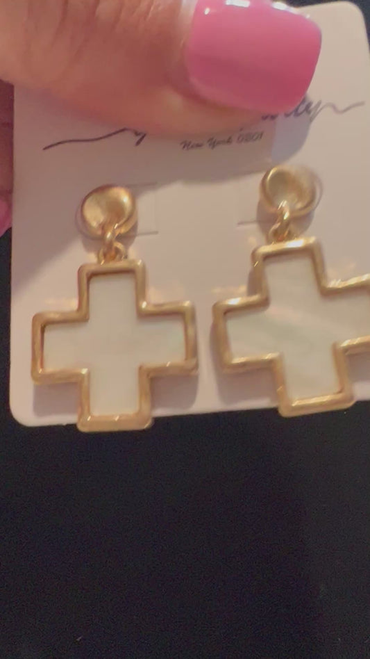 Stunning Off white cross earrings