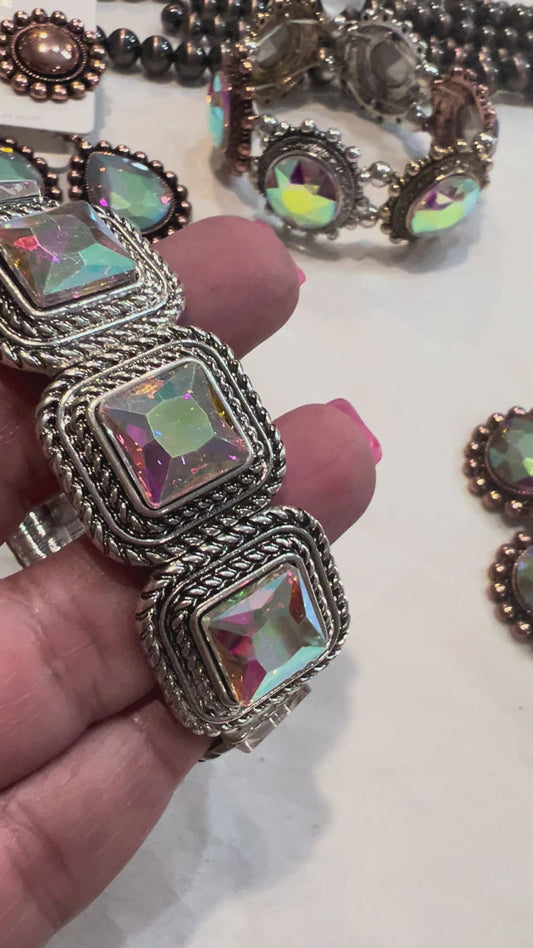 Silver Rope like design with multi colored stones