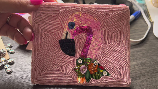 PINK FLAMINGO COIN PURSE