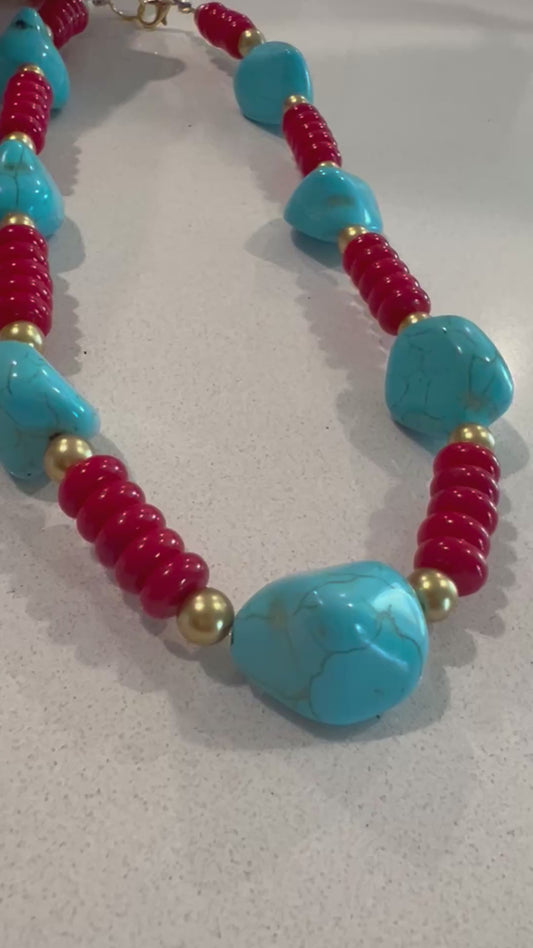 ‼️Turquoise & Red Bold Faith Necklace‼️