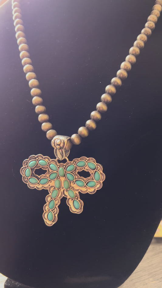 TURQUOISE BOW NECKLACE