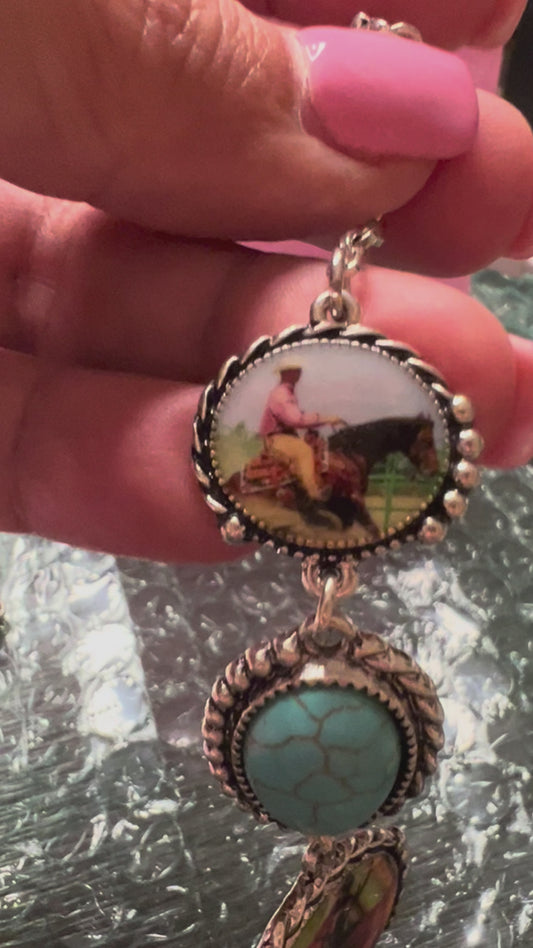 Silver Turquoise & Horse Stone bracelet
