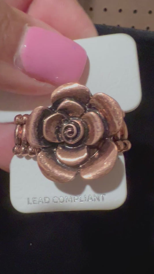 Stunning Bronze Rose Ring- Stretch