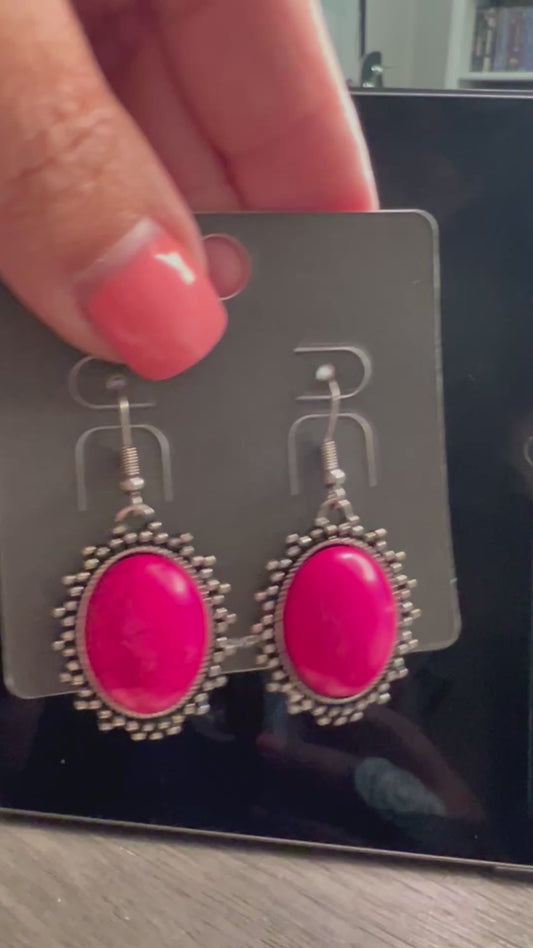 Fushia/Silver earrings